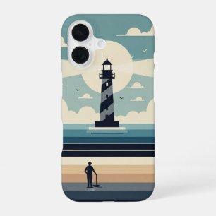 Minimal Retro Lighthouse iPhone 16 Case