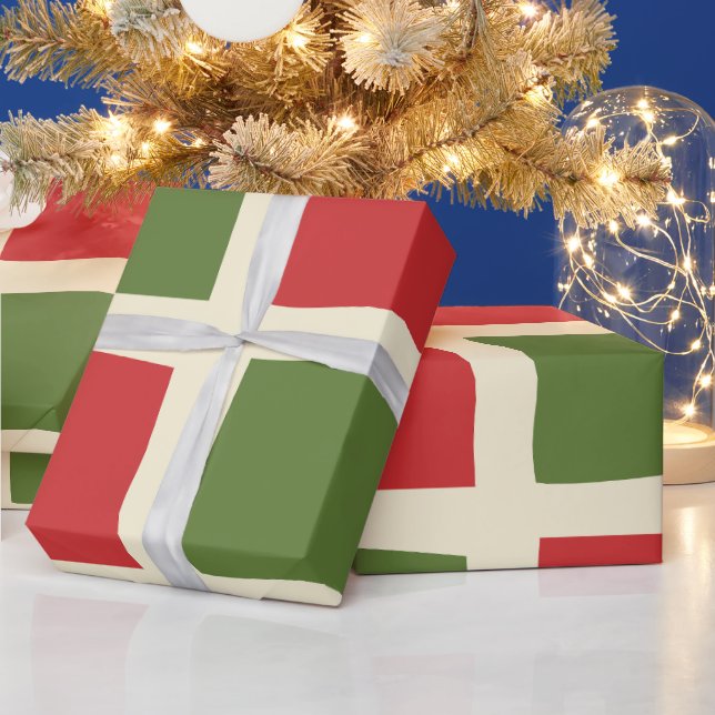 Minimal Retro Modern Christmas Check Large Pattern Wrapping Paper (Holidays)