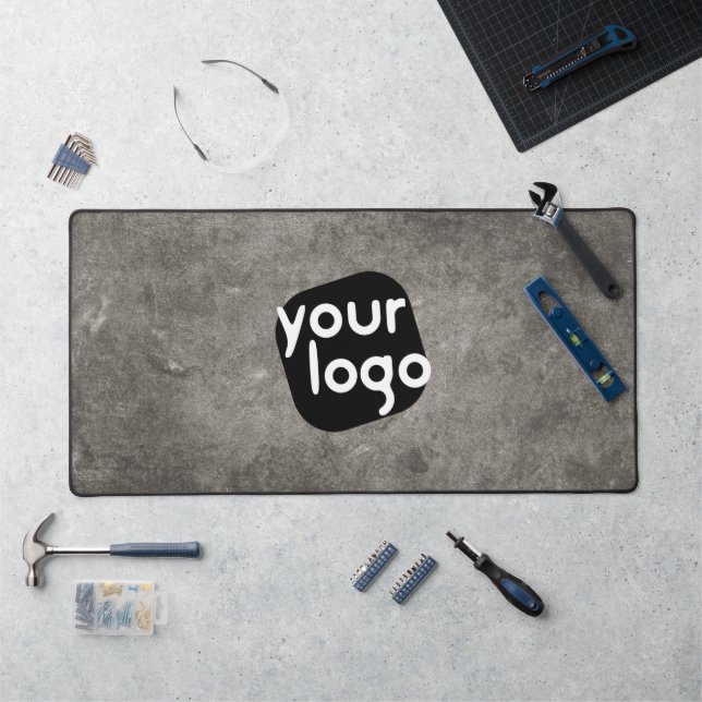   Minimal Retro Neutral Grey Add Your Logo Branded Desk Mat (Workstation)