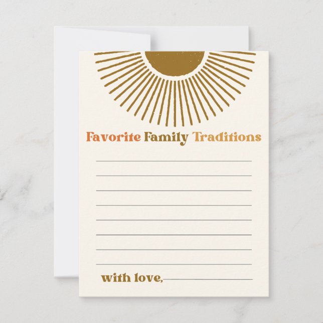 Minimal Retro Sun Favourite Family Traditions (Front)