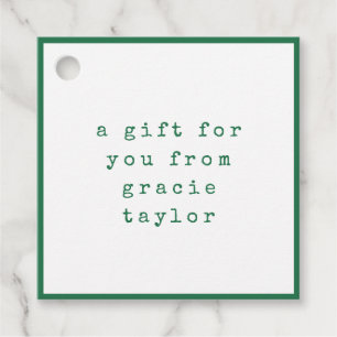 Minimal Retro Typewriter Custom Kelly Green Gift Favour Tags