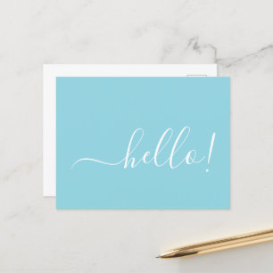 Minimal Robin Egg Blue Hello Postcard for Notes