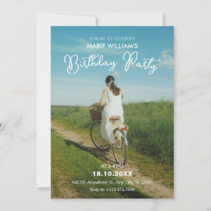 Minimal Romance Aesthetic Photo birthday Invitation