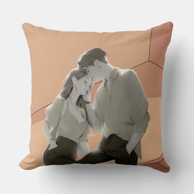 Minimal Romantic Couple Aesthetic Throw Pillow (Front)