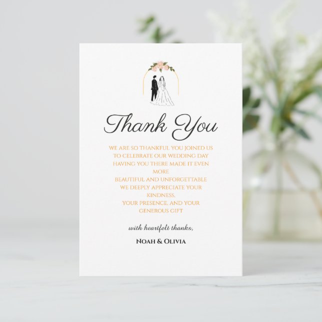 Minimal Romantic Wedding Thank You Card (Standing Front)