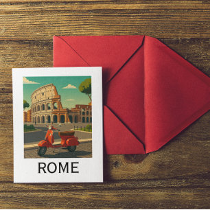 Minimal Rome Italy Colosseum Vintage Travel Postcard