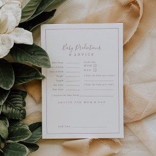 Minimal Rose Gold Baby Shower Baby Predictions & Advice Card