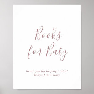 Minimal Rose Gold Baby Shower Books for Baby Sign