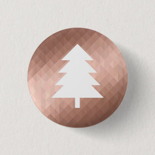 Minimal rose gold christmas tree modern geometric 3 cm round badge