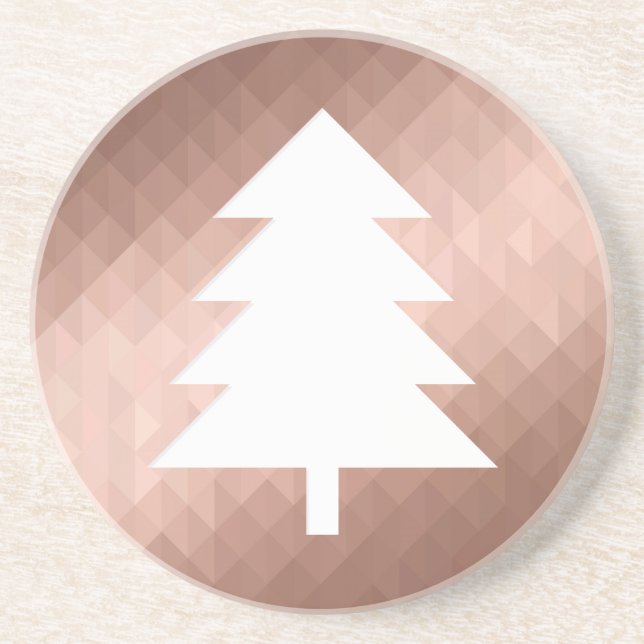 Minimal rose gold christmas tree trendy coaster (Front)
