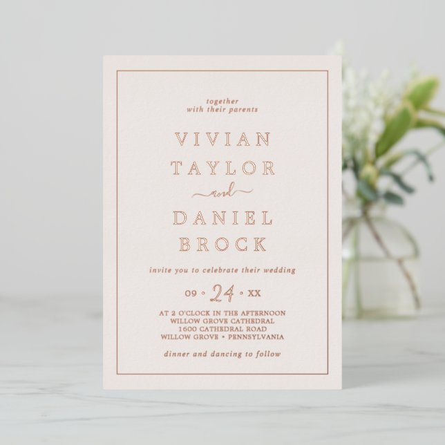 Minimal Rose Gold Foil | Blush Bold Names Wedding (Standing Front)