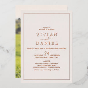 Minimal Rose Gold Foil   Blush Photo Back Wedding