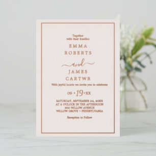 Minimal Rose Gold Foil Blush Photo Back Wedding