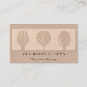 MINIMAL ROSE GOLD GLITTER SKIMMER SPOON FORK CHEF BUSINESS CARD