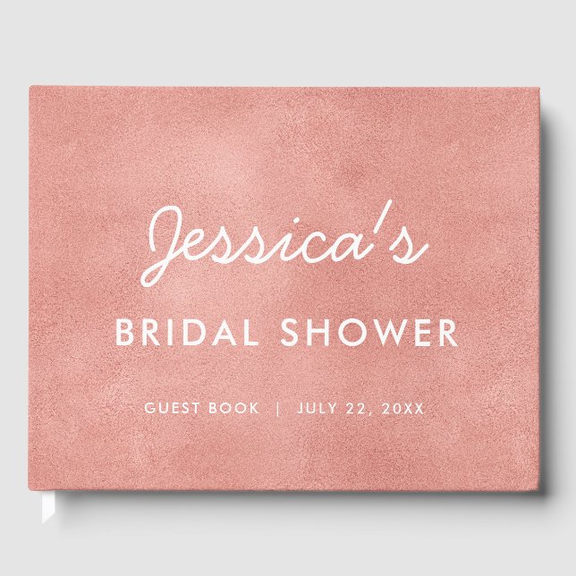 Minimal Rose Gold Modern Bridal Showe Guest Book (Front)