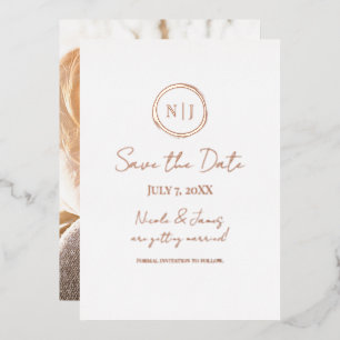 Minimal Rose Gold Modern Glam Save the Date Photo 