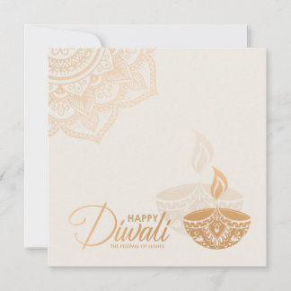 Minimal Rose gold ornament Happy Diwali  Card