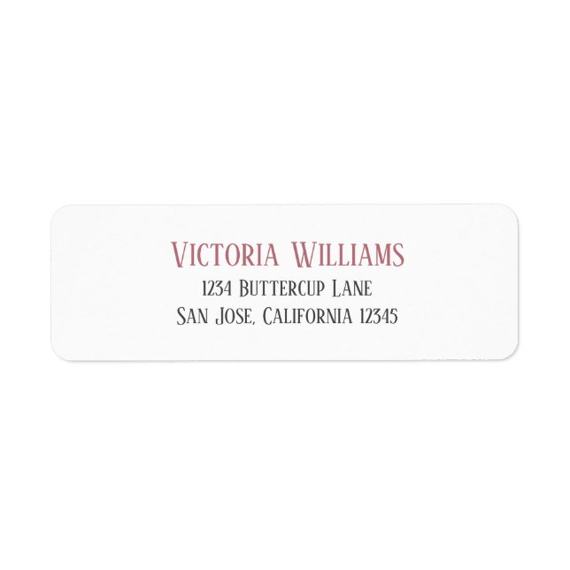 Minimal Rose Gold Pink Grey Wedding Return Address (Front)