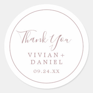 Minimal Rose Gold Thank You Wedding Favour Sticker