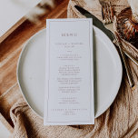 Minimal Rose Gold Typography Wedding Dinner Menu<br><div class="desc">This minimal rose gold typography wedding dinner menu card is perfect for a simple wedding. The modern romantic design features classic rose gold and white typography. Customisable in any colour. Keep the design simple and elegant, as is, or personalise it by adding your own graphics and artwork. This menu can...</div>