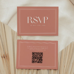 Minimal Rose Pink Bold Typography Wedding QR Code RSVP Card