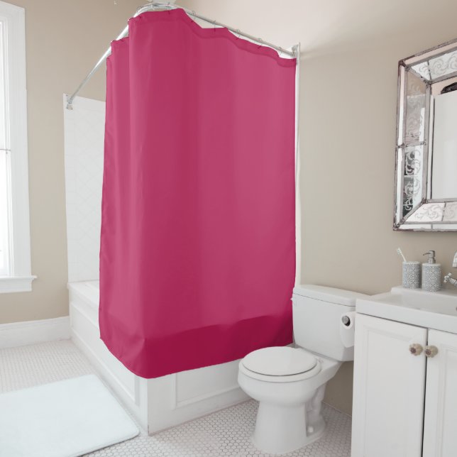 Minimal Rose Red Curtain for Stylish Bathrooms (In Situ)