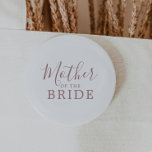 Minimal RoseGold Mother of the Bride Bridal Shower 6 Cm Round Badge<br><div class="desc">This minimal rose gold mother of the bride bridal shower button is perfect for a simple wedding shower. The modern romantic design features classic rose gold and white typography paired with a rustic yet elegant calligraphy with vintage hand lettered style. Customisable in any colour. Keep the design simple and elegant,...</div>