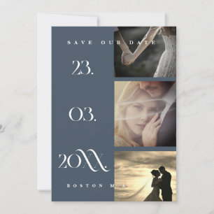Minimal Royal Blue Opulence Script Photo Wedding Save The Date