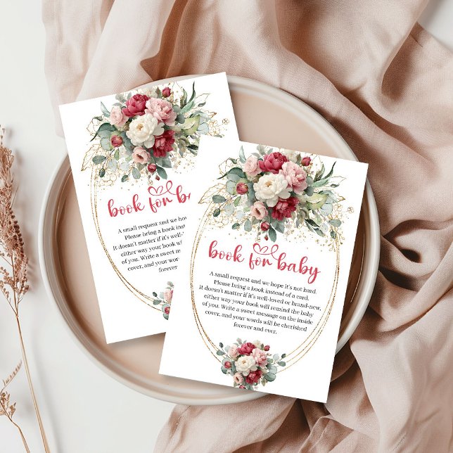 Minimal Ruby Red Blush Greenery Book for Baby Enclosure Card (Minimal Ruby Red Blush Greenery Book for Baby)