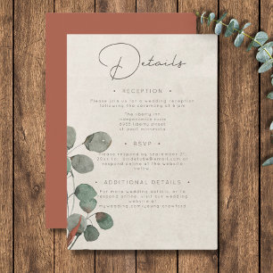 Minimal Rust Green Eucalyptus Wreath Details Enclosure Card