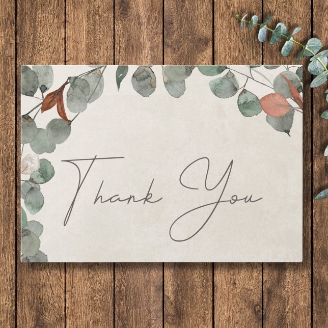 Minimal Rust Green Eucalyptus Wreath Wedding Thank You Card (Minimal Rust Green Eucalyptus Wreath Wedding Thank You Card)