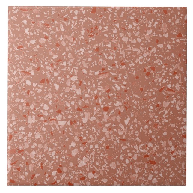 Minimal Rust Terracotta Terrazzo Stone Pattern Tile (Front)
