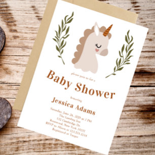 Minimal Rustic Boho Unicorn Baby Shower Invitation