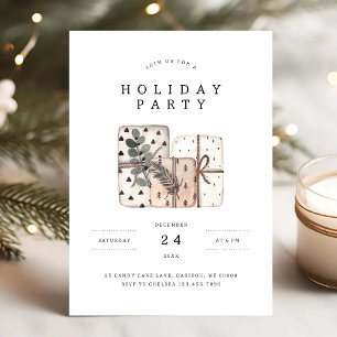 Minimal Rustic Christmas Gifts Holiday Party Invitation