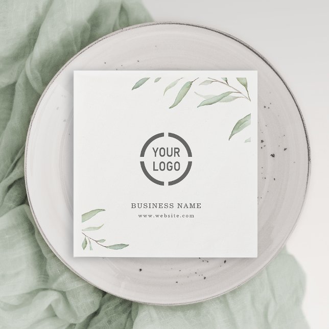 Minimal rustic greenery branded business logo napkin (Minimal rustic greenery branded business logo napkins)