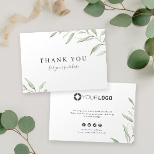 Minimal rustic greenery business logo thank you invitation