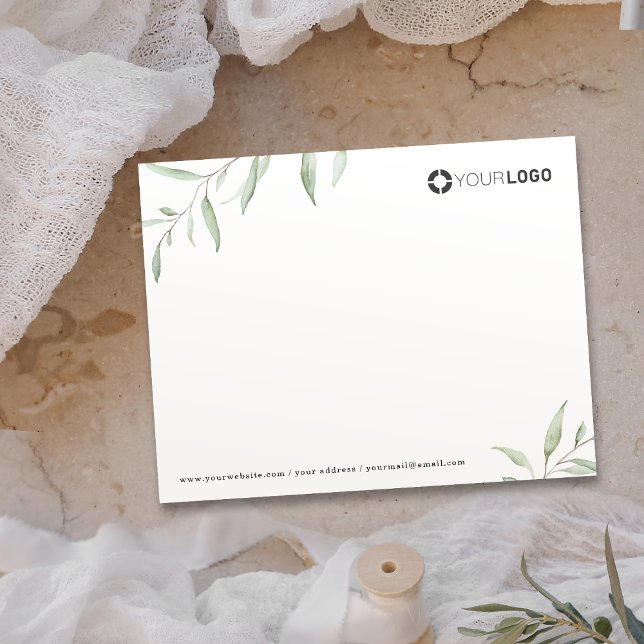 Minimal rustic greenery logo business Stationery Card (Minimal rustic greenery logo business Stationery Note Card)