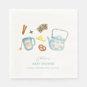 Minimal Rustic Par-Tea Cookie Baby Shower Napkin