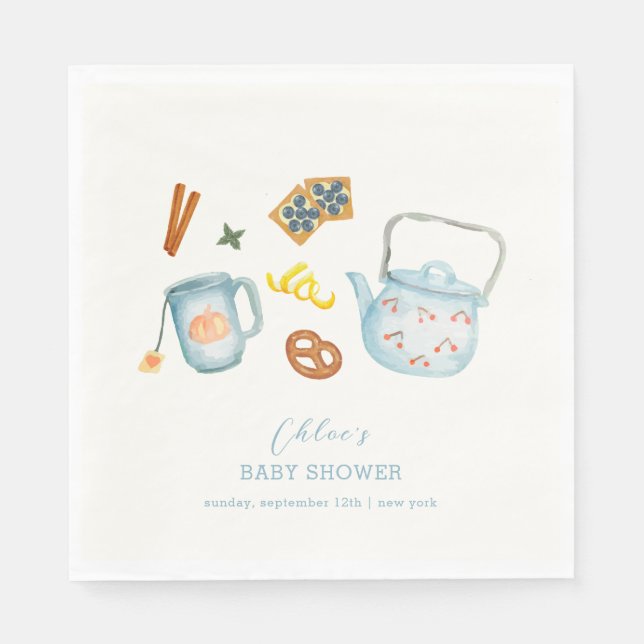 Minimal Rustic Par-Tea Cookie Baby Shower Napkin (Front)