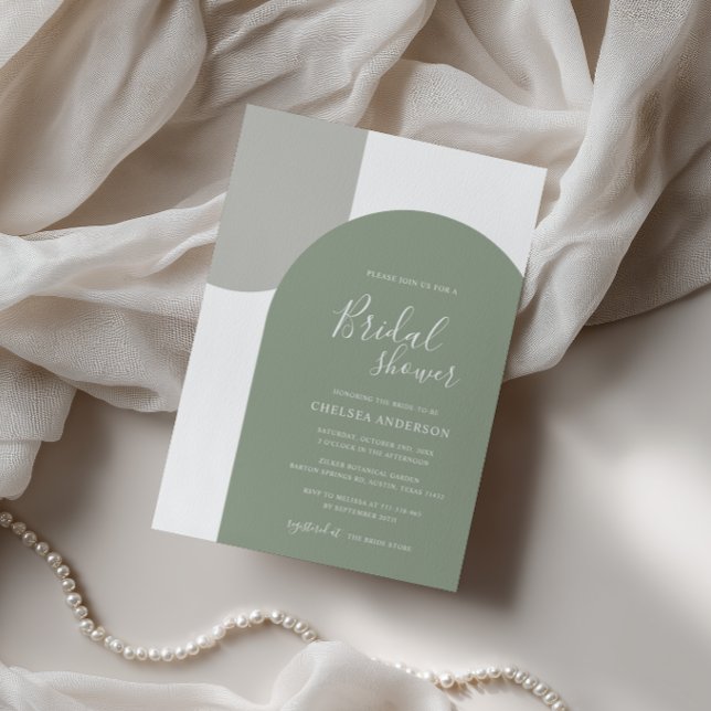 Minimal Rustic Sage Green Arch Boho Bridal Shower Invitation (Creator Uploaded)