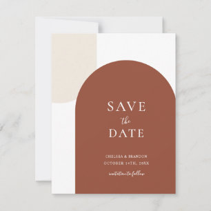 Minimal Rustic Terracotta Boho Arch Script Wedding Save The Date