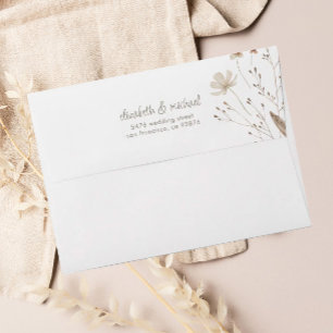 minimal rustic wildflower floral wedding envelope