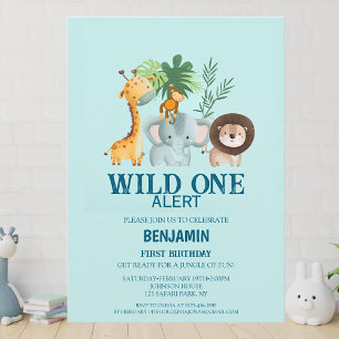 Minimal Safari Wild One Birthday Invitation