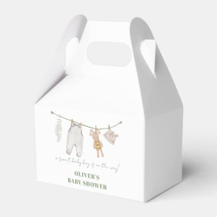 Minimal Sage Green Boho Boy Clothes Baby Shower  Favour Box