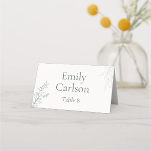 Minimal Sage Green Botanical Place Card