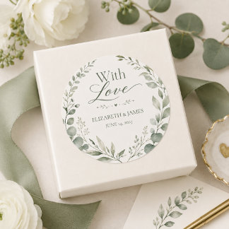 Minimal Sage Green Botanical Wedding Favour labels