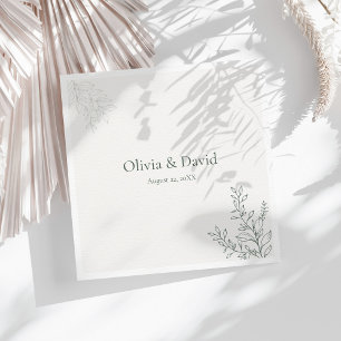 Minimal Sage Green Botanical Wedding Napkin
