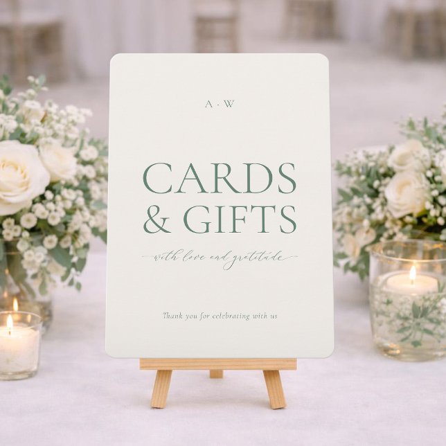 Minimal Sage Green Cards & Gifts Wedding Sign (Creator Uploaded)