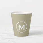Minimal Sage Green Classic Monogram Latte Mug<br><div class="desc">A simple custom monogrammed design in modern minimalist style with classic block typography in a sage green and white colour palette; a simple clean professional design that can easily be updated with your monogram initial.</div>