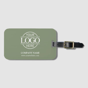 Minimal Sage Green Corporate Company Business Logo Luggage Tag